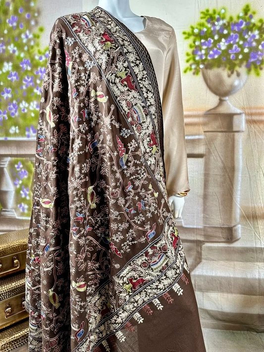 Pictorial Birds of Paradise Kashmiri Ari Silk Thread