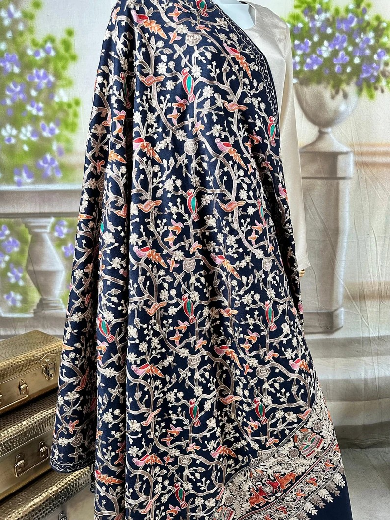 Pictorial Birds of Paradise Kashmiri Ari Silk Thread