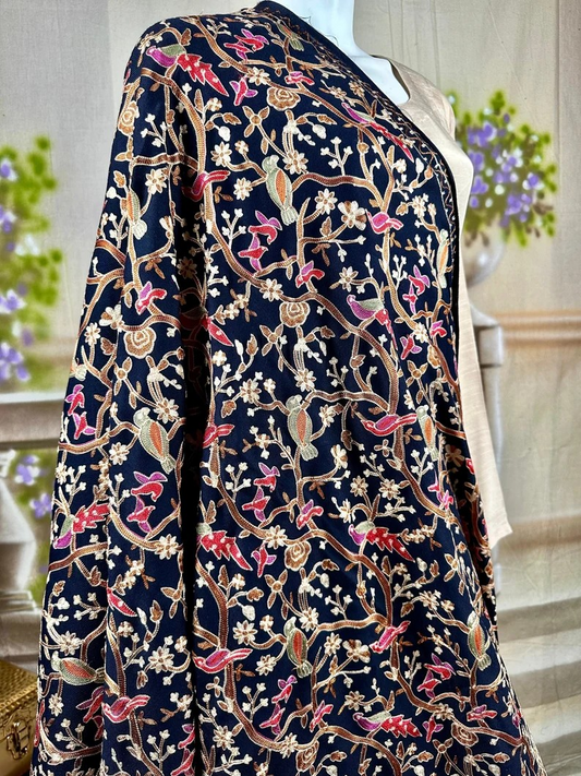 Pictorial Birds of Paradise Kashmiri Ari Silk Thread