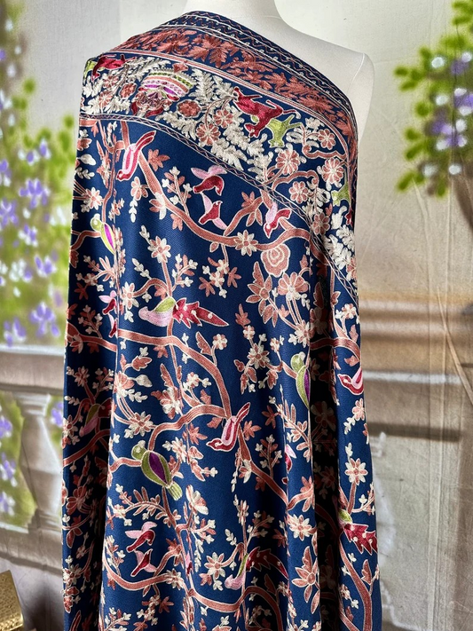 Pictorial Birds of Paradise Kashmiri Ari Silk Thread