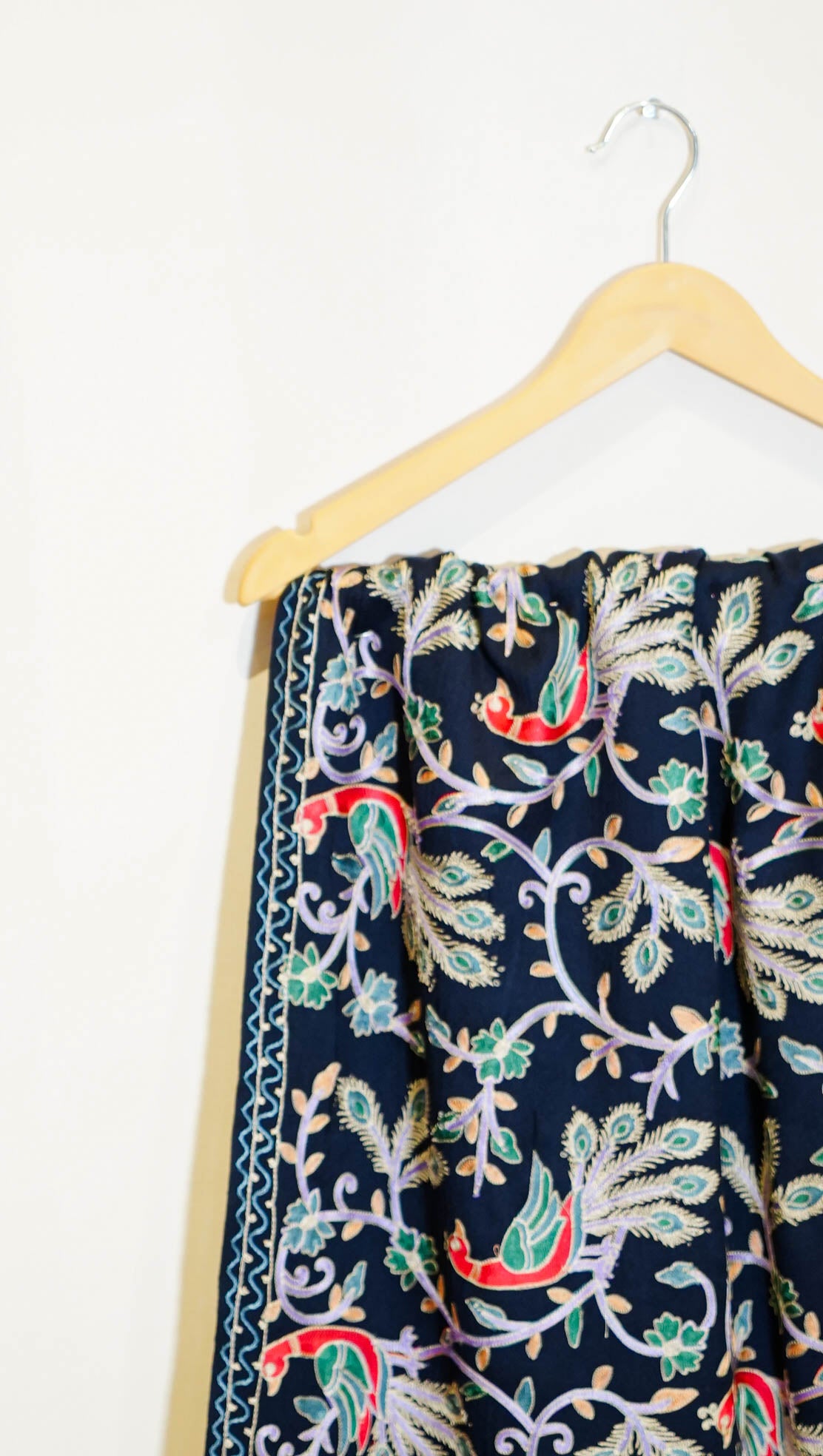 Birds of paradise Kashmiri embroidery shawl