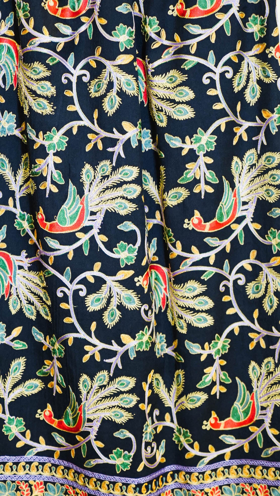 Birds of paradise Kashmiri embroidery shawl